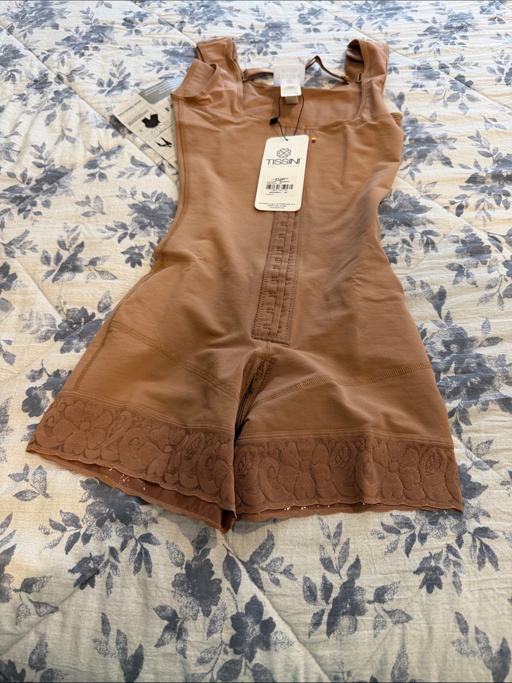 ISSI Brown Full-Body Shapewear Bodysuit with Lace Trim